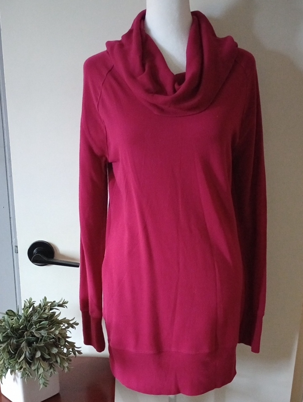 Merona Fuchsia Cowl Neck Cotton Blend Tunic With Pockets Size Medium
